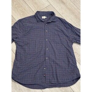 Faherty Brand Mens Cotton Flannel Blue Checks Plaids Casual Shirt 2XL